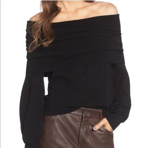 TB X Something Navy Off the Shoulder Sweater